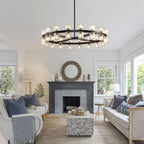 Arcachon Gear Crystal Round Chandelier 36"