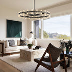 Arcachon Hexagon Crystal Round Chandelier 48"