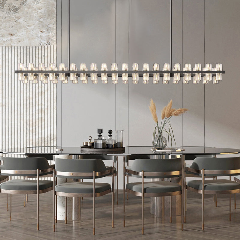 Arcachon Gear Crystal Rectangular Chandelier 54"