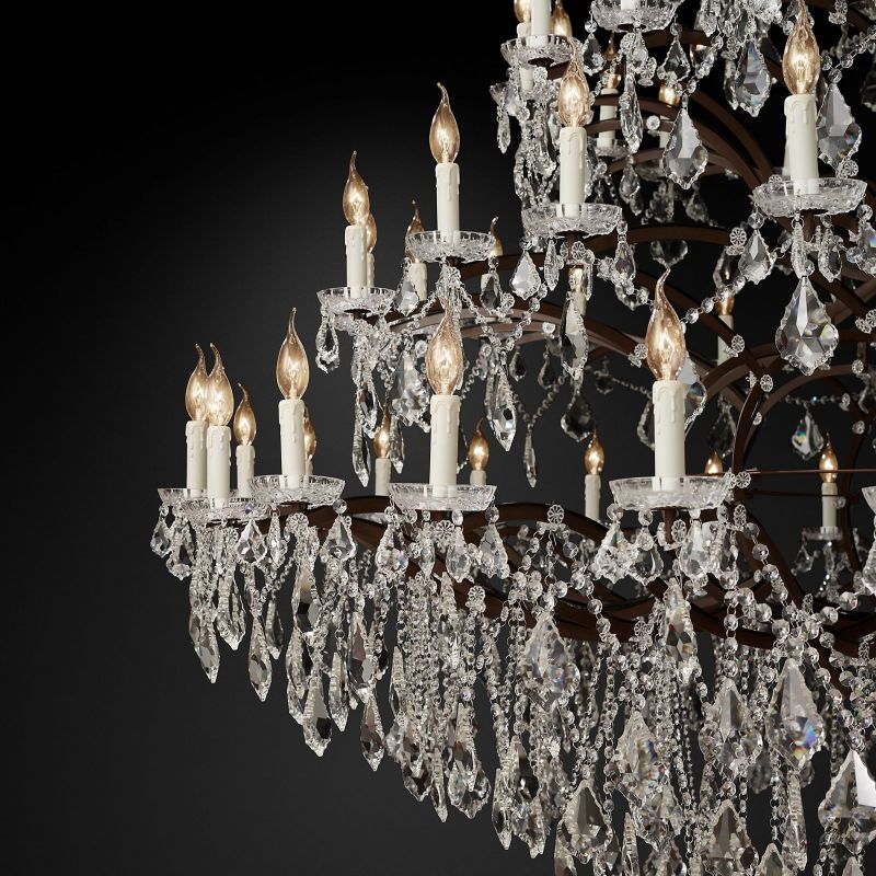 Rococo Vintage Crystal Round Chandelier 101"