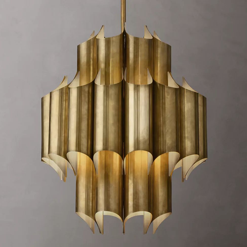 Cathedral Layered Curve Round Chandelier 24"