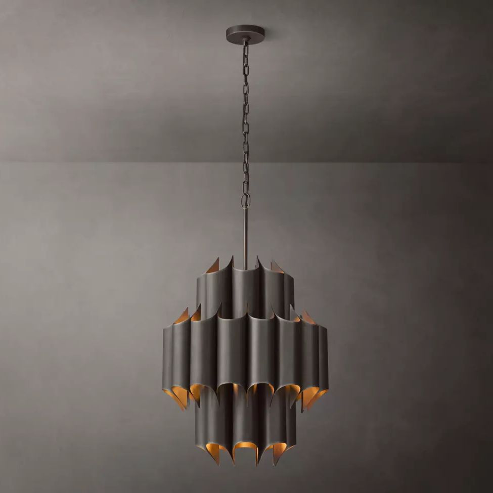 Cathedral Layered Curve Round Chandelier 24"