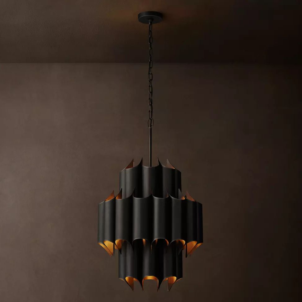 Cathedral Layered Curve Round Chandelier 24"