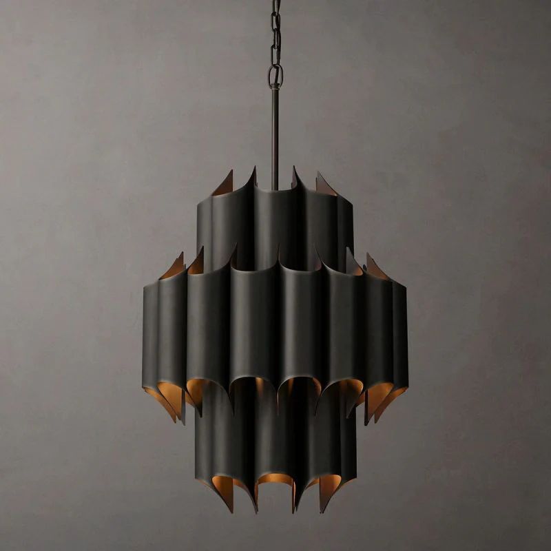 Cathedral Layered Curve Round Chandelier 24"