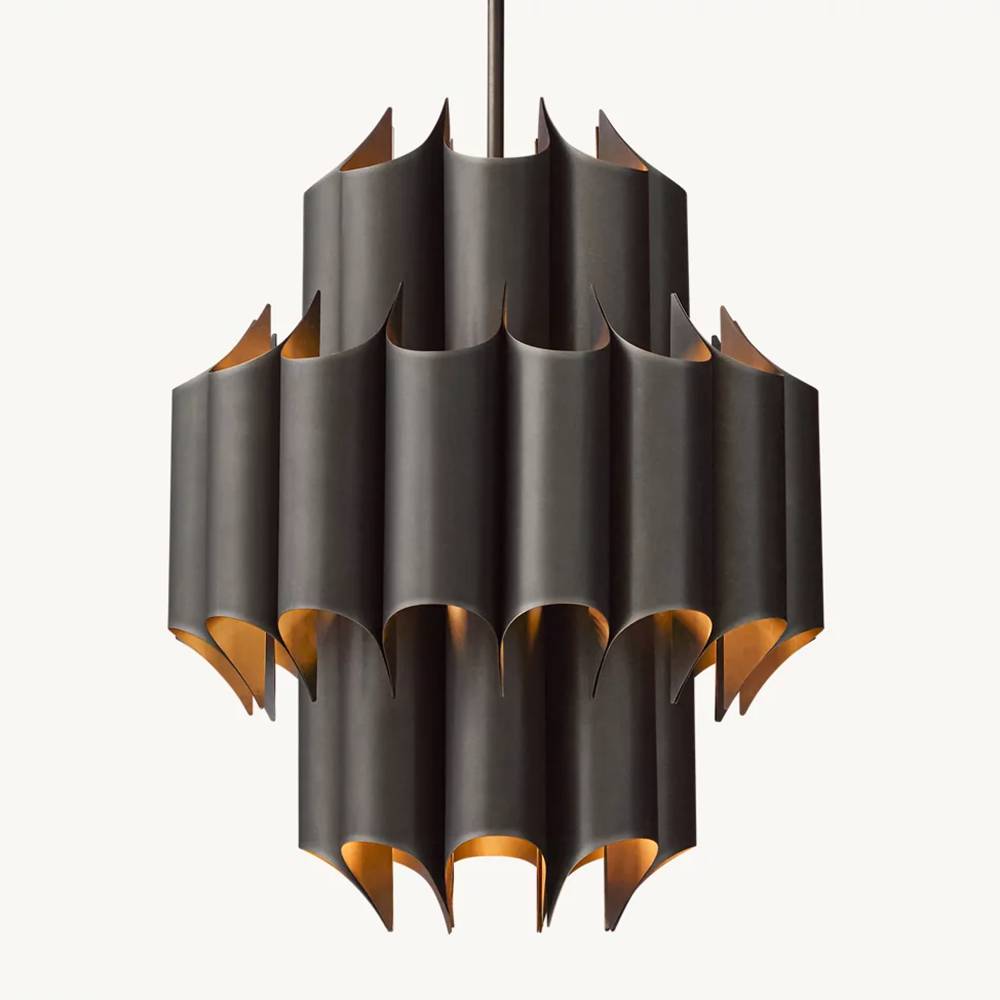Cathedral Layered Curve Round Chandelier 24"