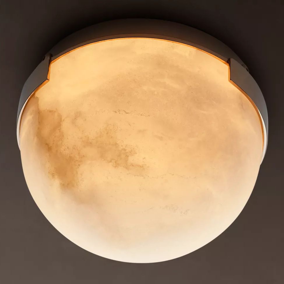 Halver Alabaster Dome Flush Mount