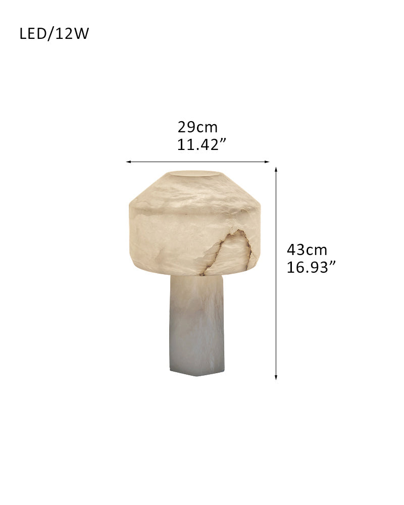 Nature Inspired Cylinder White Alabaster Short Table Lamp 8in for bedroom