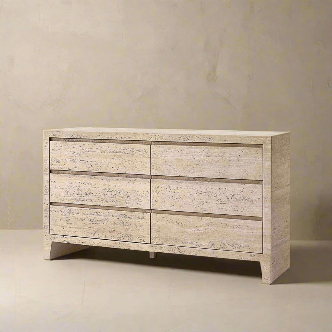 Travertine Entryway Cabinet |Travertine Sideboard | 6-Drawer Dresser |Storage Cabinet