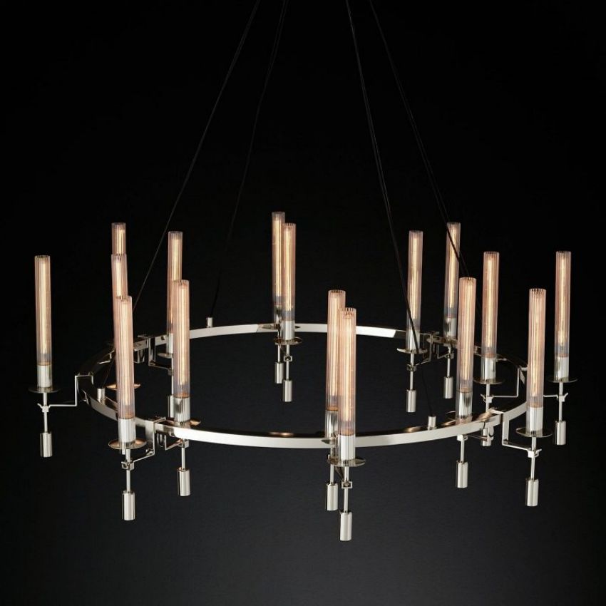Fontanelle Vintage Glow Round Chandelier 58"