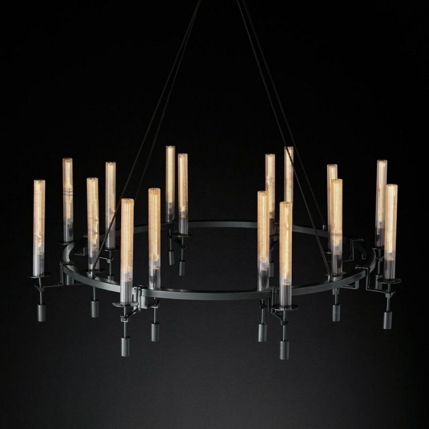 Fontanelle Vintage Glow Round Chandelier 58"