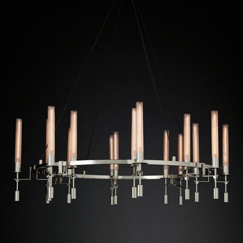 Fontanelle Vintage Glow Round Chandelier 58"