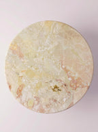 Breccia Aurora Marble Round Coffee Table with Petal Edge Pedestal Base | Luxury Natural Stone Furniture