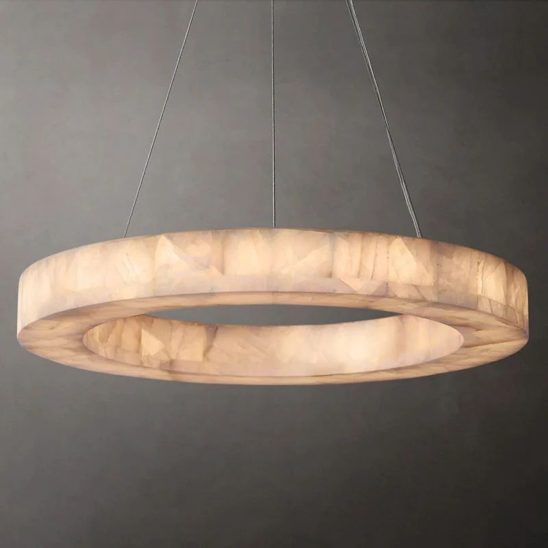 Rivage Veined Alabaster Round Chandelier 31"