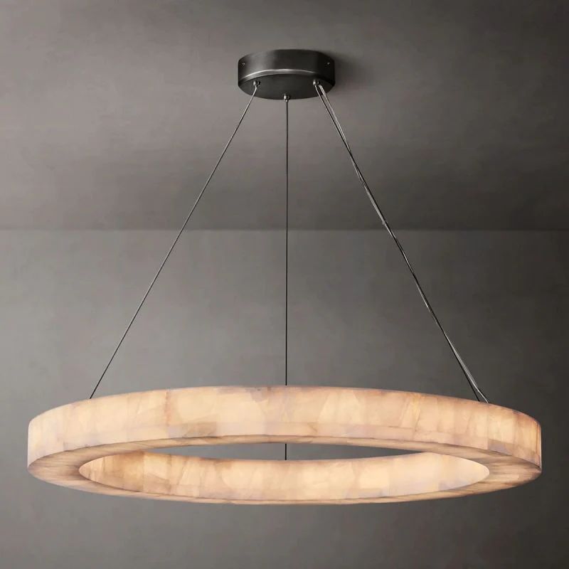 Rivage Veined Alabaster Round Chandelier 40"