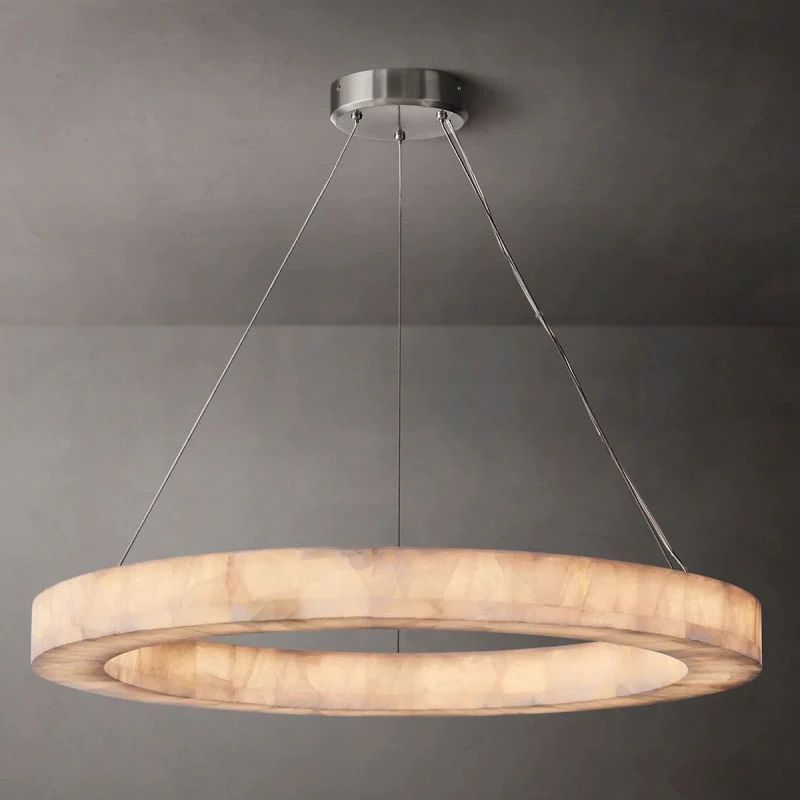Rivage Veined Alabaster Round Chandelier 40"