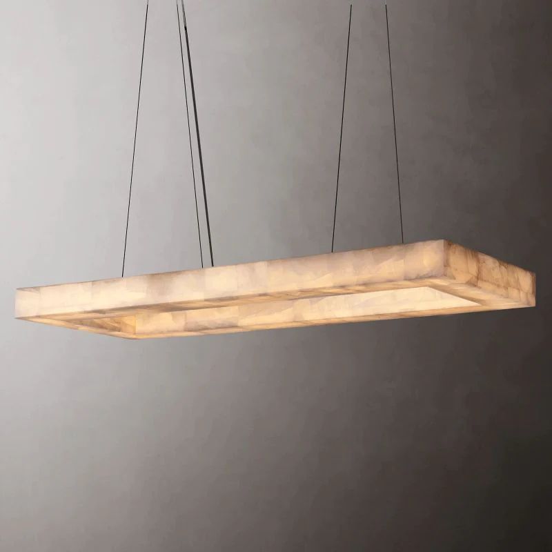 Rivage Veined Alabaster Rectangular Chandelier 54"