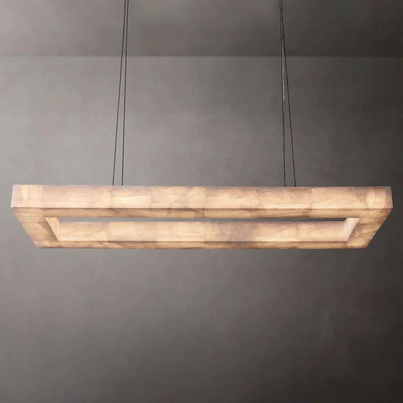 Rivage Veined Alabaster Rectangular Chandelier 54"