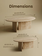Luxury Beige Travertine Organic Egg Shape Coffee Table | Sculptural Natural Stone Center Table