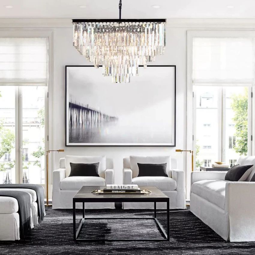 Odeon Deco Prism Tiered Square Chandelier 34"