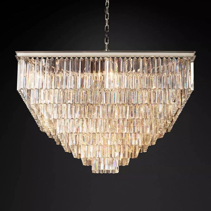 Odeon Deco Prism Tiered Square Chandelier 47"
