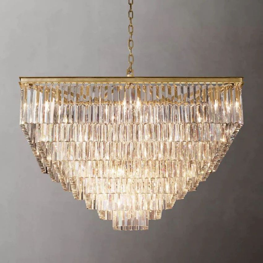Odeon Deco Prism Tiered Square Chandelier 47"