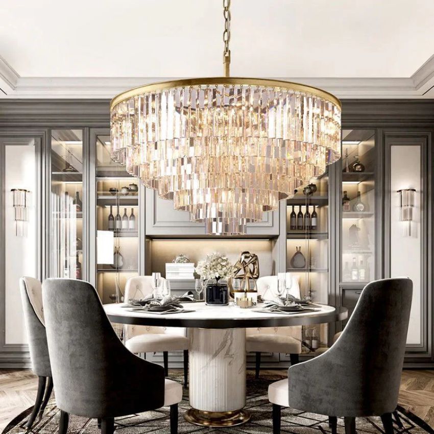 Odeon Deco Prism Round Chandelier 44"