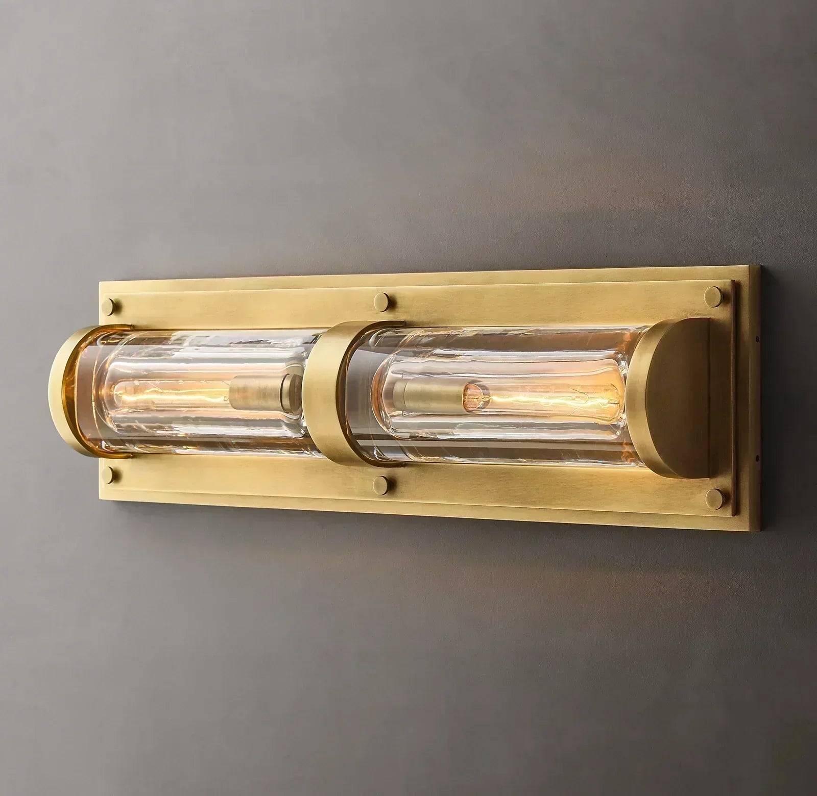 Savile Crystal Block Double Round Wall Sconce