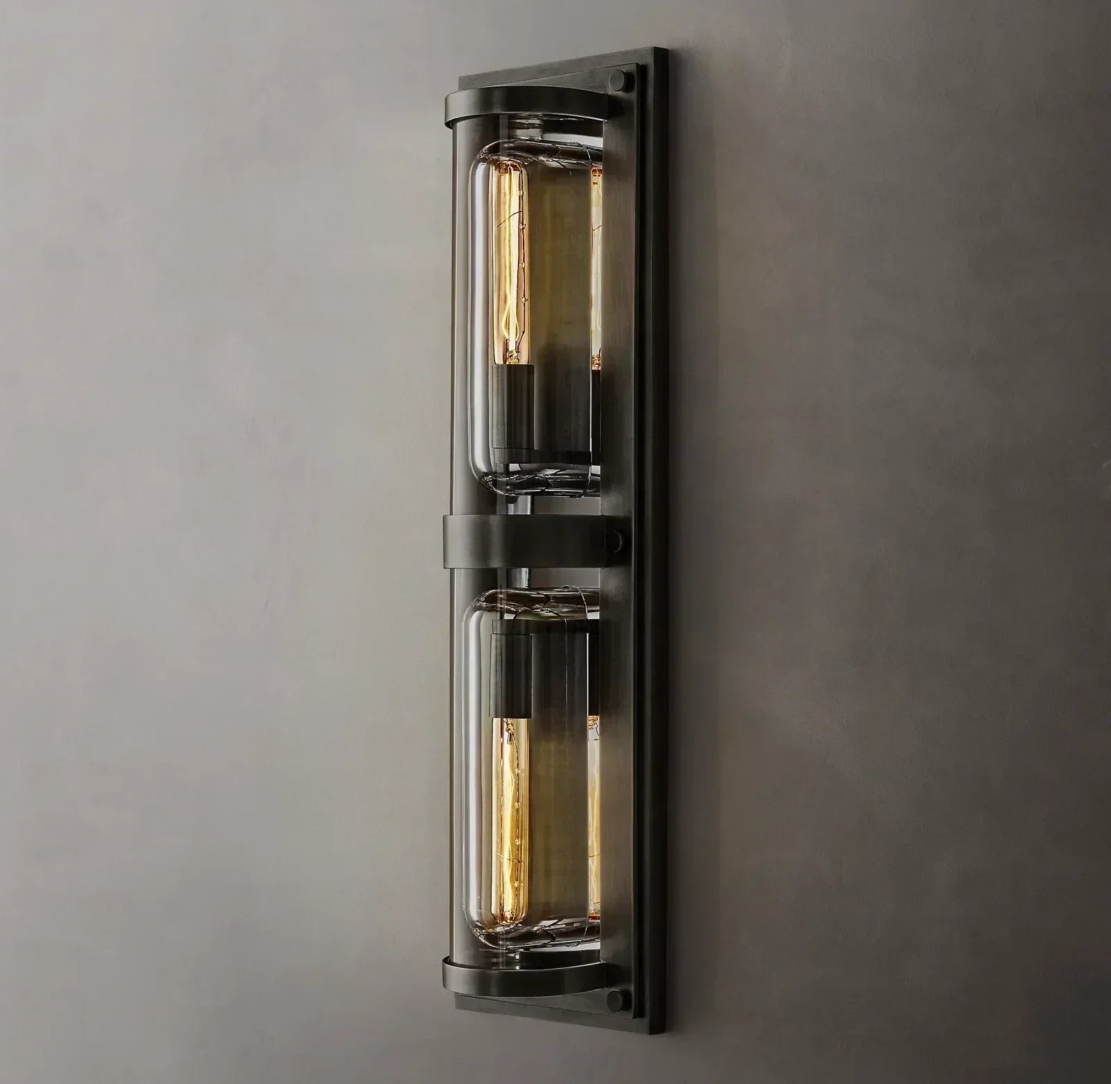 Savile Crystal Block Double Round Wall Sconce