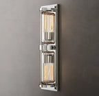 Savile Crystal Block Double Round Wall Sconce