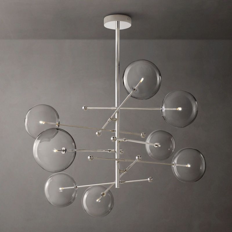 Lucelle Glass Globe Eight-Arm Chandelier 79"