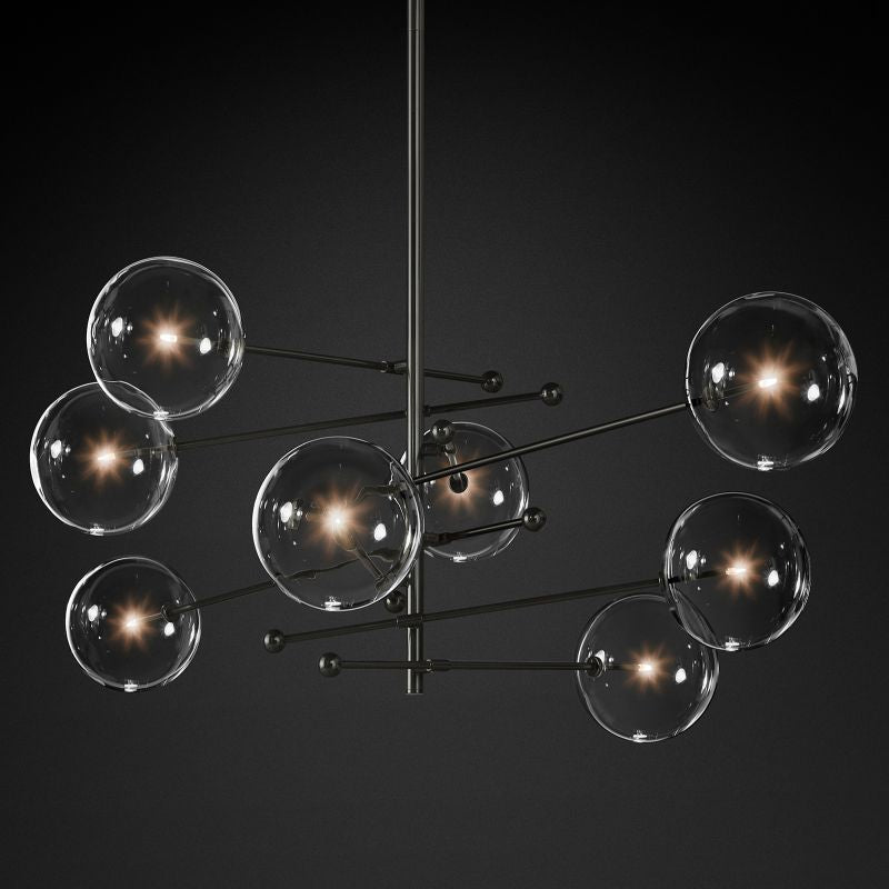 Lucelle Glass Globe Eight-Arm Chandelier 79"