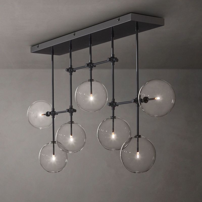 Lucelle Glass Globe Linear Chandelier 60"