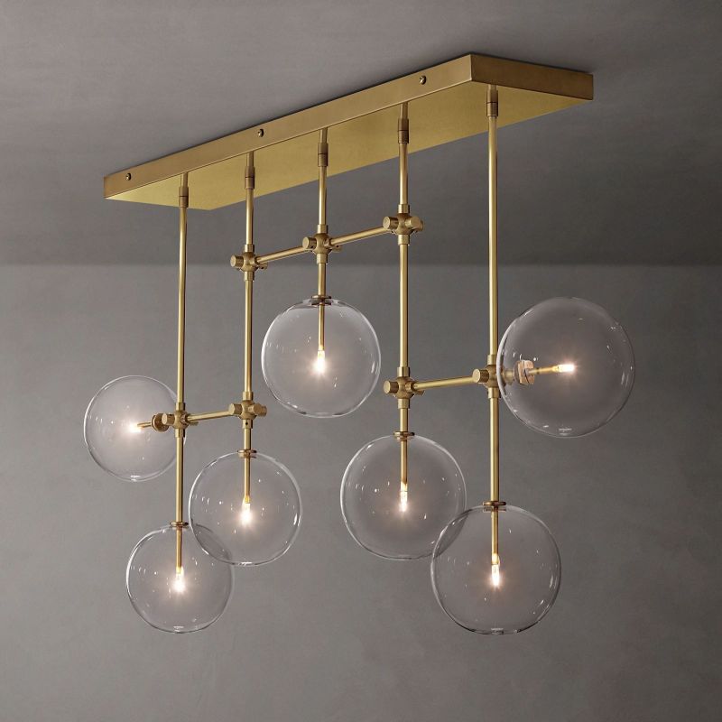 Lucelle Glass Globe Linear Chandelier 60"