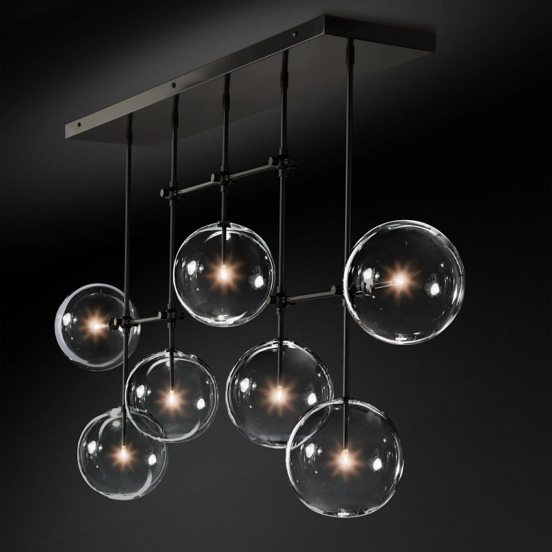 Lucelle Glass Globe Linear Chandelier 60"