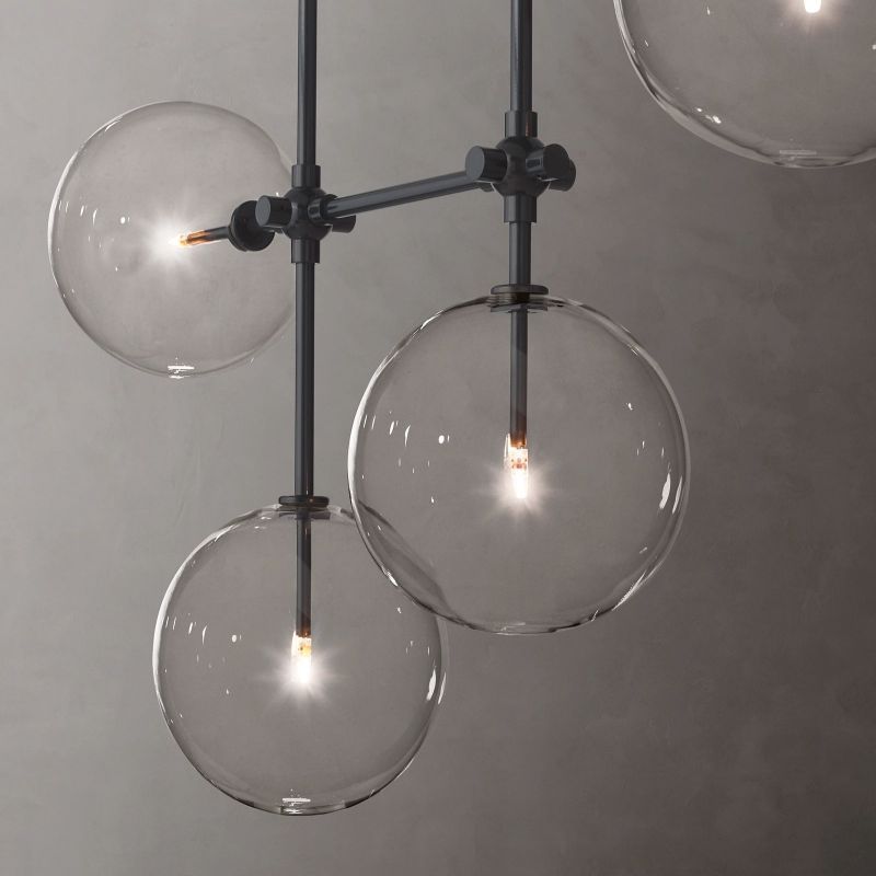 Lucelle Glass Globe Linear Chandelier 60"