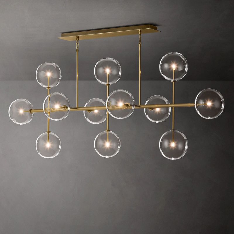 Lucelle Glass Globe Linear Chandelier 72"