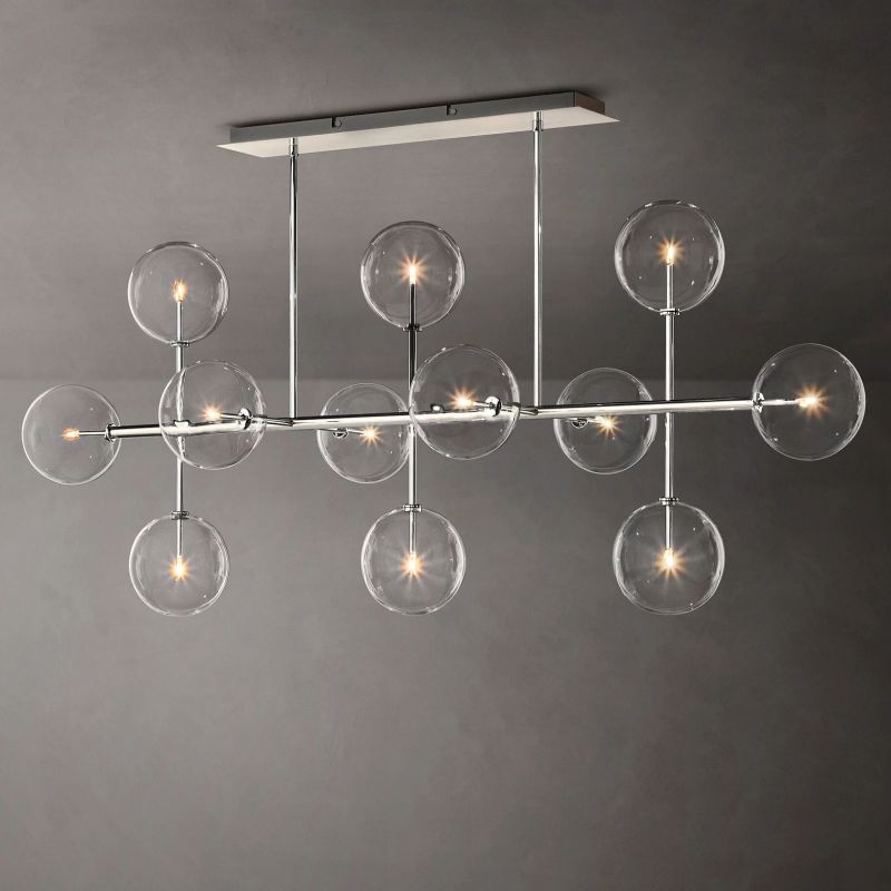 Lucelle Glass Globe Linear Chandelier 72"