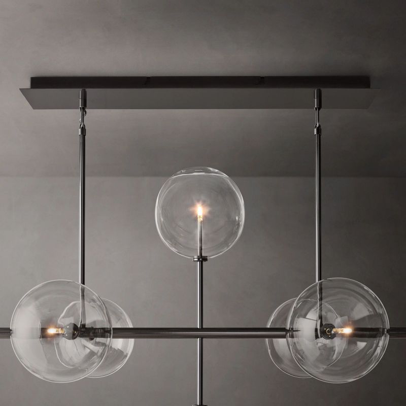 Lucelle Glass Globe Linear Chandelier 72"