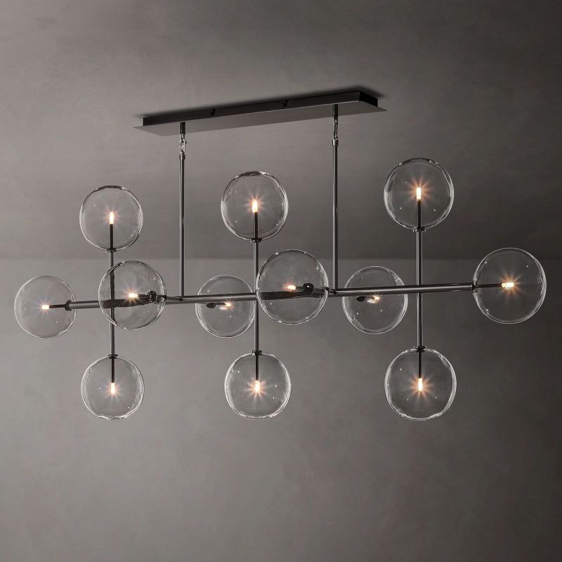 Lucelle Glass Globe Linear Chandelier 72"
