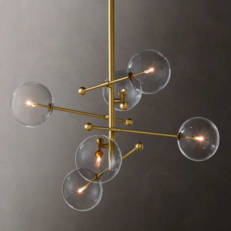 Lucelle Glass Globe Six-Arm Chandelier 40"