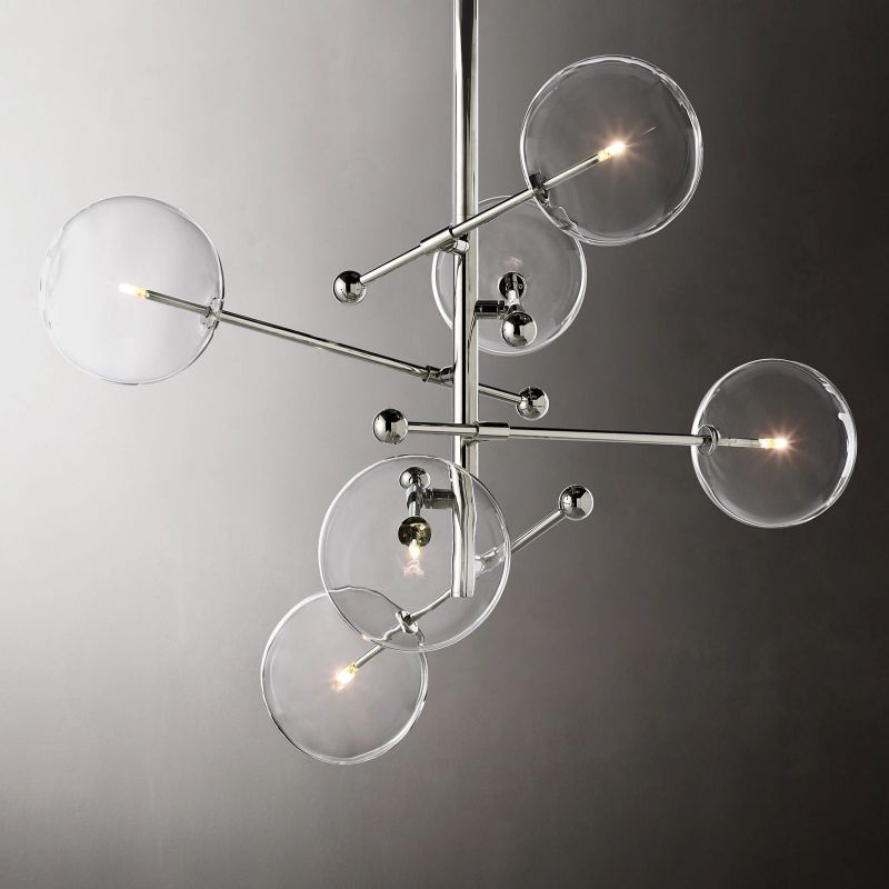 Lucelle Glass Globe Six-Arm Chandelier 40"