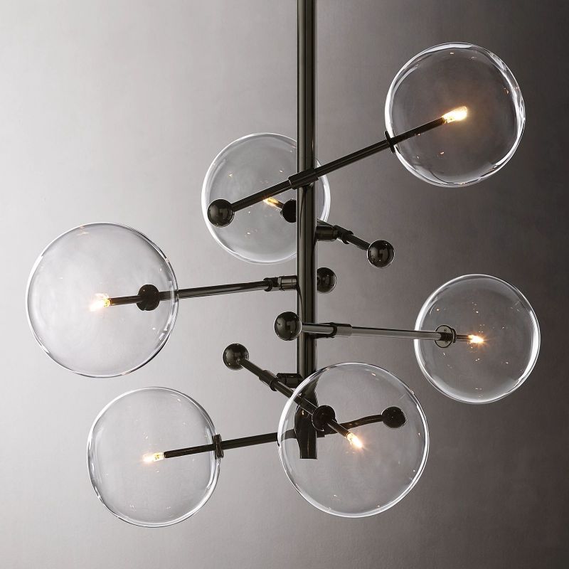 Lucelle Glass Globe Six-Arm Chandelier 40"