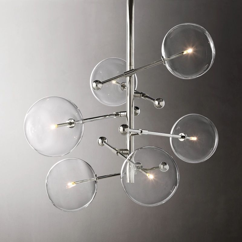 Lucelle Glass Globe Six-Arm Chandelier 40"