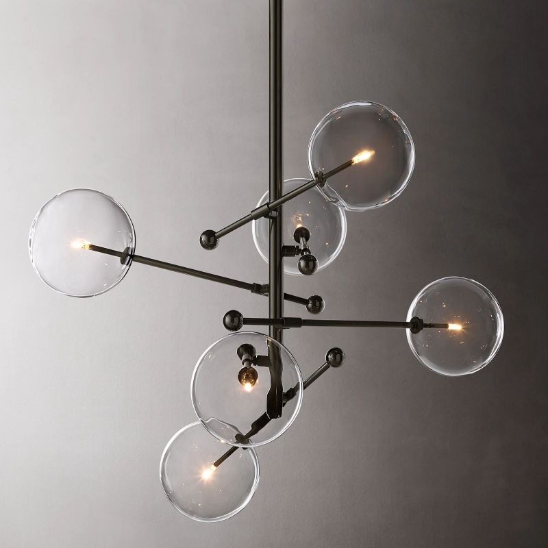 Lucelle Glass Globe Six-Arm Chandelier 40"