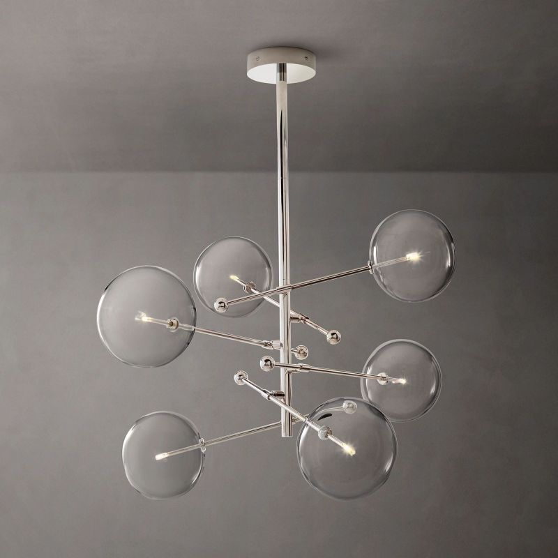 Lucelle Glass Globe Six-Arm Chandelier 55"