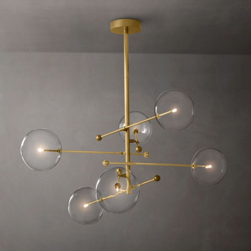 Lucelle Glass Globe Six-Arm Chandelier 55"