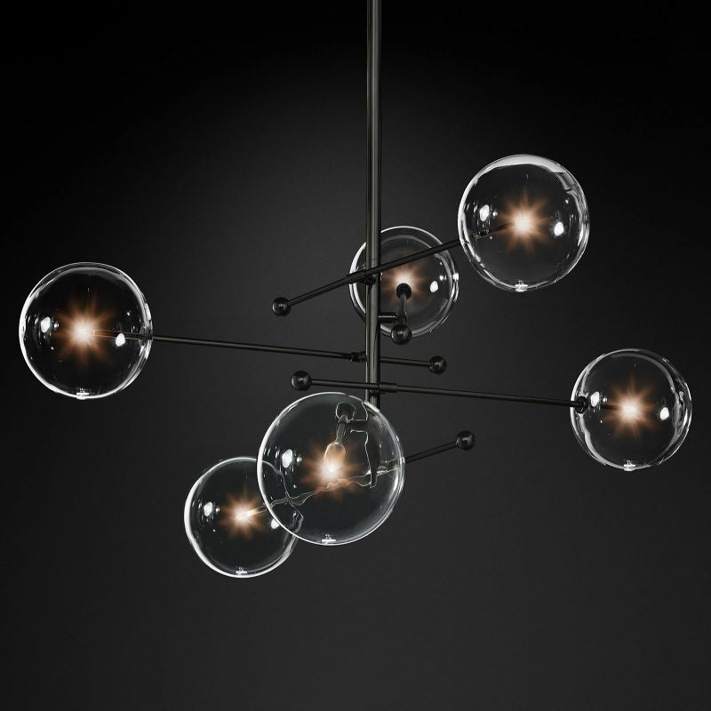 Lucelle Glass Globe Six-Arm Chandelier 55"