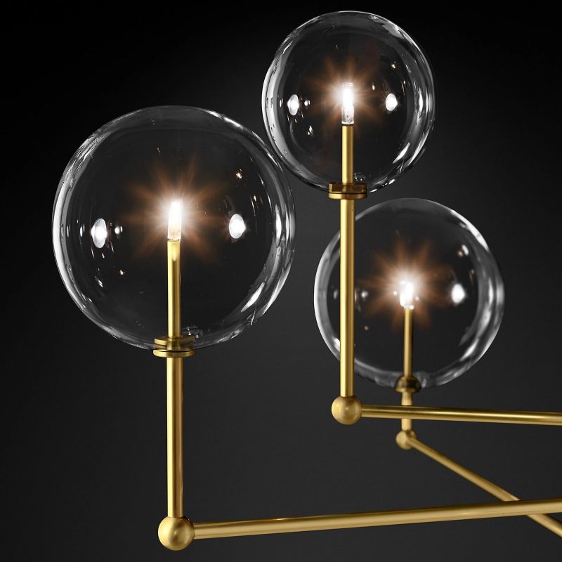 Lucelle Glss Globe Three-Arm Chandelier 46"