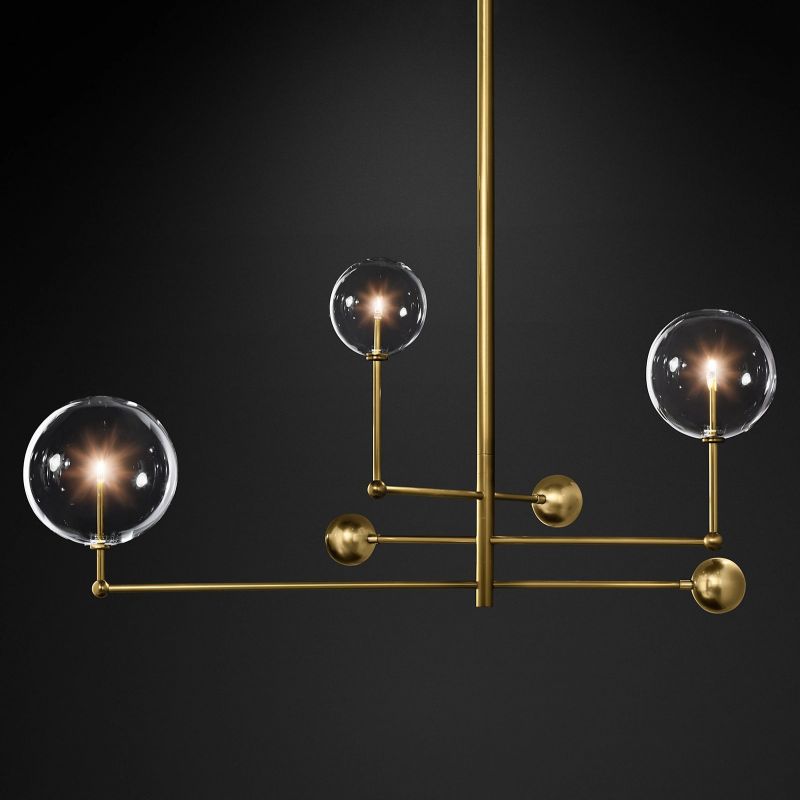 Lucelle Glss Globe Three-Arm Chandelier 46"