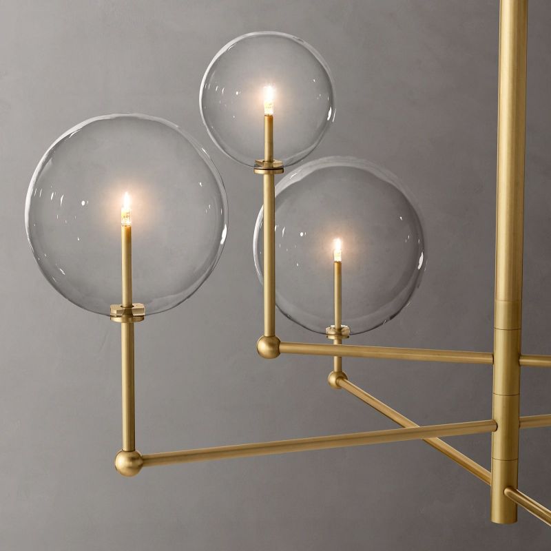 Lucelle Glss Globe Three-Arm Chandelier 46"